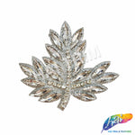 Crystal Leaf Rhinestone Iron On Applique, IA-070