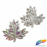 Crystal Leaf Rhinestone Iron On Applique, IA-070