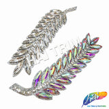 Crystal Leaf Rhinestone Iron On Applique, IA-072