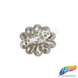 Crystal Flower Rhinestone Iron On Applique, IA-073