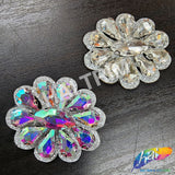 Crystal Flower Rhinestone Iron On Applique, IA-073