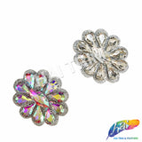 Crystal Flower Rhinestone Iron On Applique, IA-073