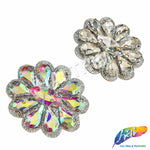 Crystal Flower Rhinestone Iron On Applique, IA-073