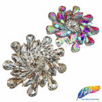 Crystal Swirl Flower Rhinestone Iron On Applique, IA-077