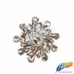 Crystal Swirl Flower Rhinestone Iron On Applique, IA-077