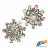 Crystal Swirl Flower Rhinestone Iron On Applique, IA-077