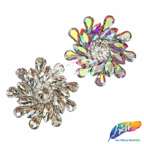 Crystal Swirl Flower Rhinestone Iron On Applique, IA-077