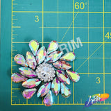 Crystal Swirl Flower Rhinestone Iron On Applique, IA-077