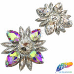 Crystal Flower Motif Rhinestone Iron On Applique, IA-079