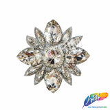 Crystal Flower Motif Rhinestone Iron On Applique, IA-079