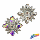 Crystal Flower Motif Rhinestone Iron On Applique, IA-079