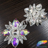 Crystal Flower Motif Rhinestone Iron On Applique, IA-079