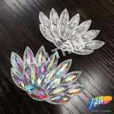 Crystal Leaf Motif Rhinestone Iron On Applique, IA-080