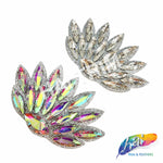 Crystal Leaf Motif Rhinestone Iron On Applique, IA-080