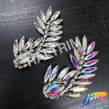 Crystal Leaf Motif Rhinestone Iron On Applique, IA-083