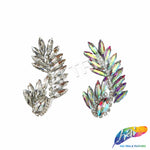 Crystal Leaf Motif Rhinestone Iron On Applique, IA-083