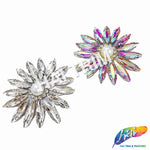 Crystal Pearl Flower Rhinestone Iron On Applique, IA-085