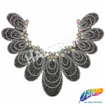 Gunmetal/Crystal AB Petal Collar Iron On Applique, IRA-005