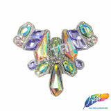 Multicolor Gel-Back Rhinestone Iron On Applique, IRA-117