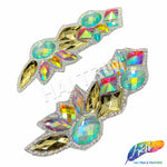 Multicolored AB Gel-Back Motif Iron On Applique (sold by pair), IRA-174