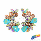 Peach/Aqua/Crystal AB Motif Rhinestone Iron On Applique (sold by pair), IRA-178