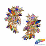 Champagne/Gold/Multicolor Motif Rhinestone Iron On Applique (sold by pair), IRA-179