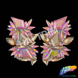 Pink AB/Champagne Motif Rhinestone Iron On Applique (sold by pair), IRA-180