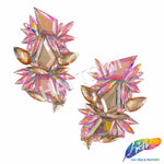 Pink AB/Champagne Motif Rhinestone Iron On Applique (sold by pair), IRA-180