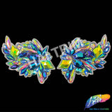 Green AB/Purple Blue AB/Multicolor Motif Iron On Applique (sold by pair), IRA-182