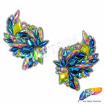 Green AB/Purple Blue AB/Multicolor Motif Iron On Applique (sold by pair), IRA-182