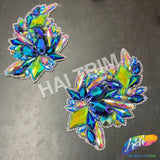 Green AB/Purple Blue AB/Multicolor Motif Iron On Applique (sold by pair), IRA-182