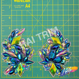 Green AB/Purple Blue AB/Multicolor Motif Iron On Applique (sold by pair), IRA-182