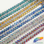 SALE! 1 5/8" 2-row Cateye Rhinestone Iron on Trim, IRT-004