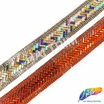 1" Multicolor/Gold Herringbone Rhinestone Iron on Trim, IRT-067-1