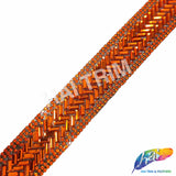 1" Multicolor/Gold Herringbone Rhinestone Iron on Trim, IRT-067-1