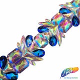 2 1/4" Multicolor Purple AB Spike Iron On Trim, IRT-157