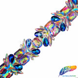 2 1/4" Multicolor Purple AB Spike Iron On Trim, IRT-157