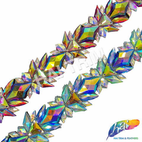 1 1/2" Multicolor Spike Iron On Trim, IRT-159