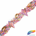 1 3/4" Pink AB/Champagne Resin Stone Iron On Trim, IRT-208