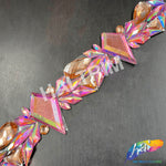 1 3/4" Pink AB/Champagne Resin Stone Iron On Trim, IRT-208