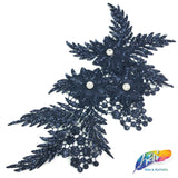 Embroidered Flower Applique with Glitter and Rhinestones, LAP-43