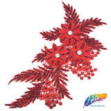 Embroidered Flower Applique with Glitter and Rhinestones, LAP-43