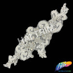 White/Crystal/Silver Beaded Rhinestone Lace Applique, LAP-46