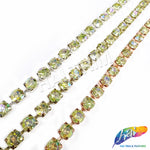 10mm (3/8") Lime Green AB Acrylic Diamante Cupchain Trim, CST-001