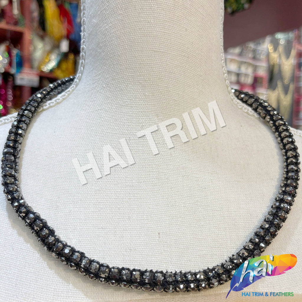 SALE! Gunmetal/Jet Hematite Rhinestone Rope Necklace, NEK-101 – Hai Trim &  Feathers