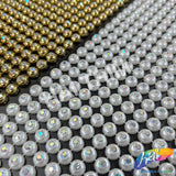 12-row Round Plastic Stud Banding with Rhinestones, PSB-021