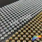 12-row Round Plastic Stud Banding with Rhinestones, PSB-021