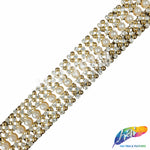 1 1/8" Gold/Crystal Pearl Rhinestone Plastic Stud Trim, PST-206