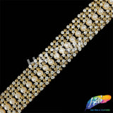 1 1/8" Gold/Crystal Pearl Rhinestone Plastic Stud Trim, PST-206