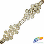 1 5/8" Gold/Crystal Floral Rhinestone Plastic Stud Trim, PST-215